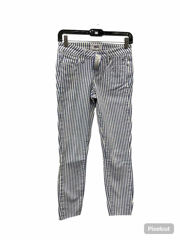 Paige Size 24 Blue White Stripes 98% Cot 2% Span Pants