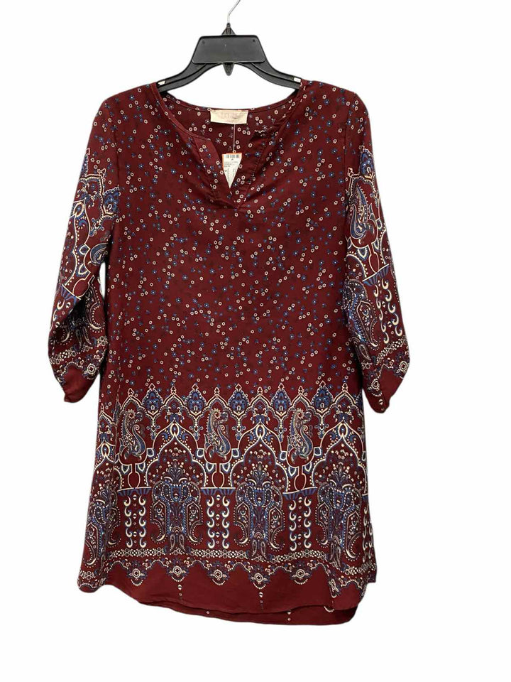 Peach Love California Size S Red Print Dress