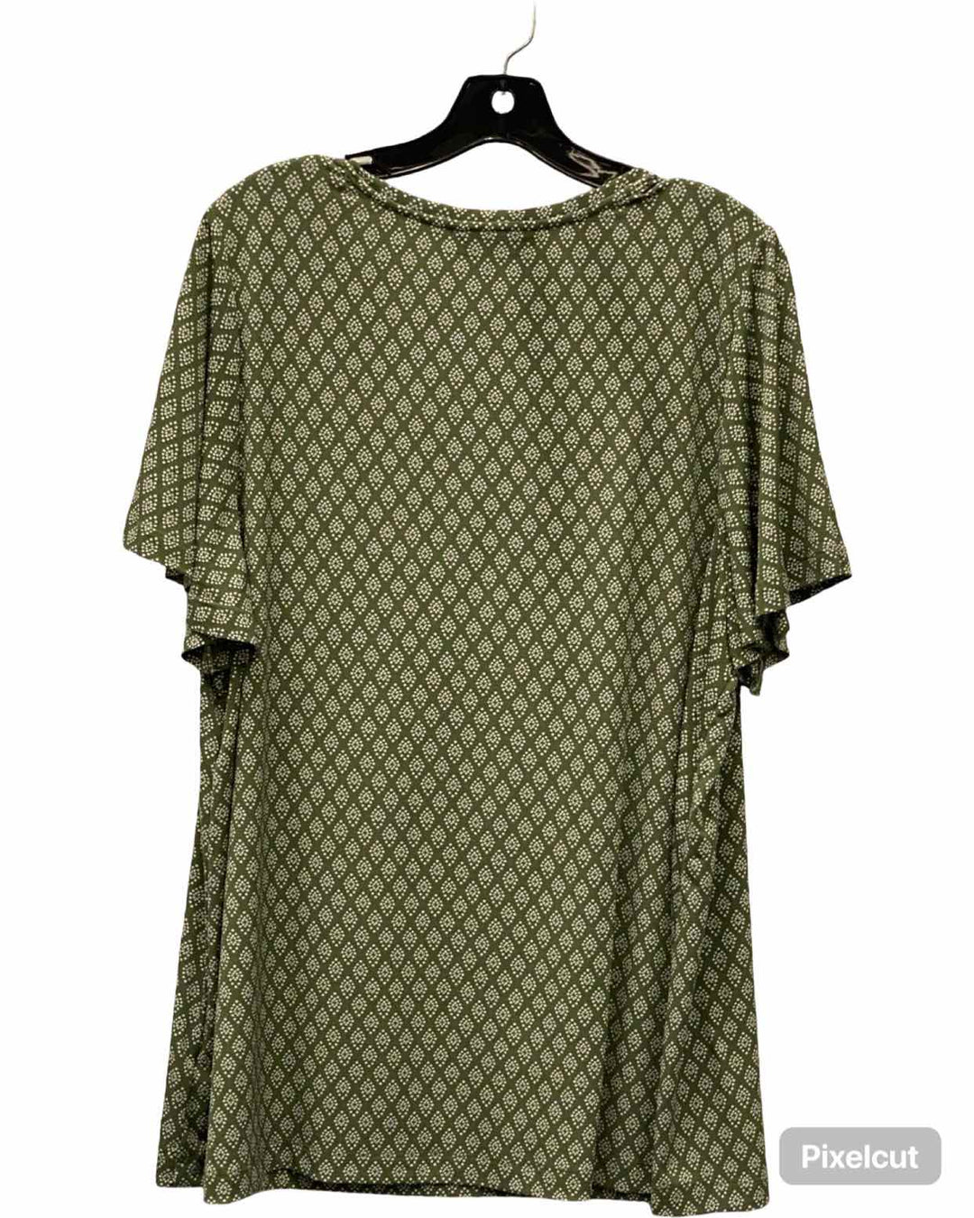 Lane Bryant Size 18/20 Green White Print Short Sleeve Shirts