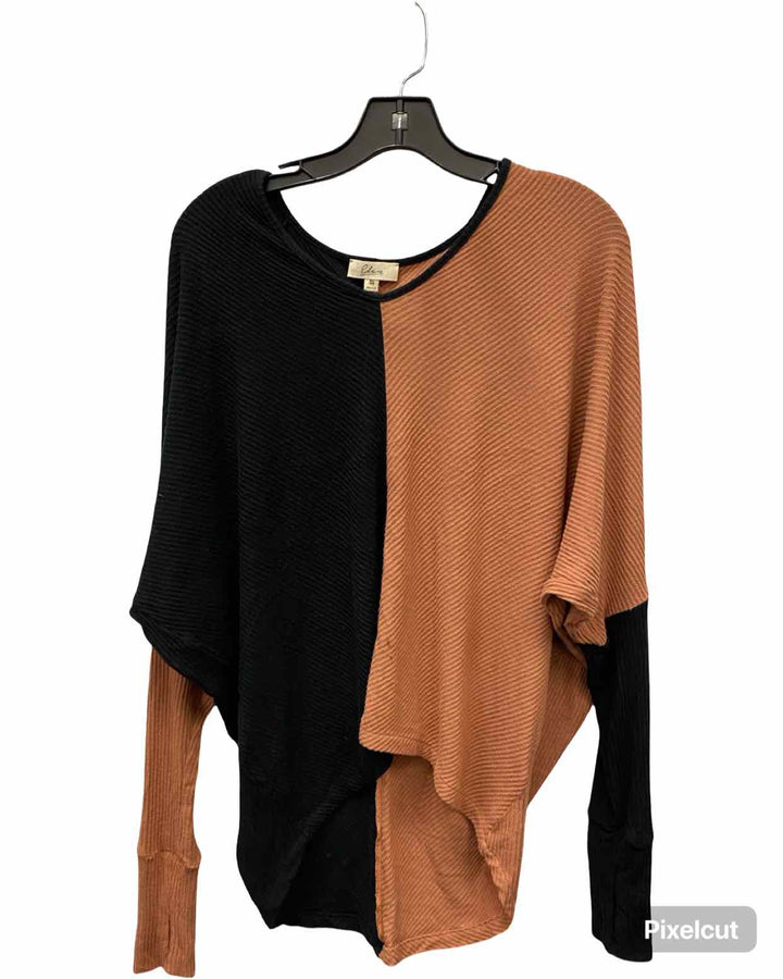 Elan Size 0S Brown Black Long Sleeve Shirts