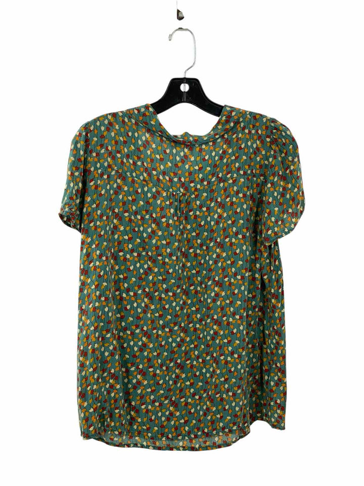 Promod Size 14 Green Floral Short Sleeve Shirts