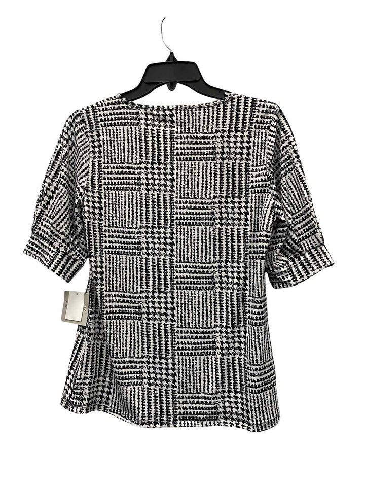 Kasper Size S Black White Short Sleeve Shirts