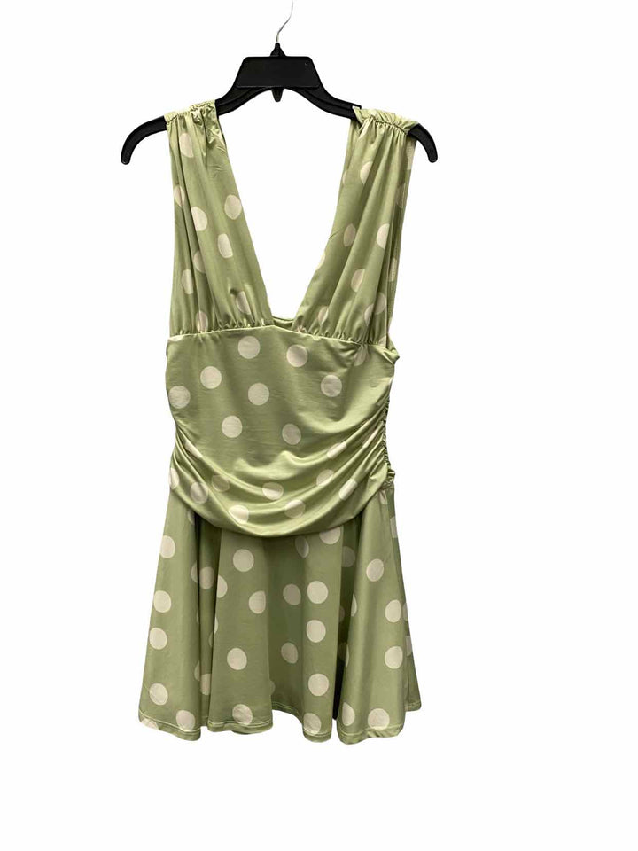 Free People Size M Green White Poka dot Dress