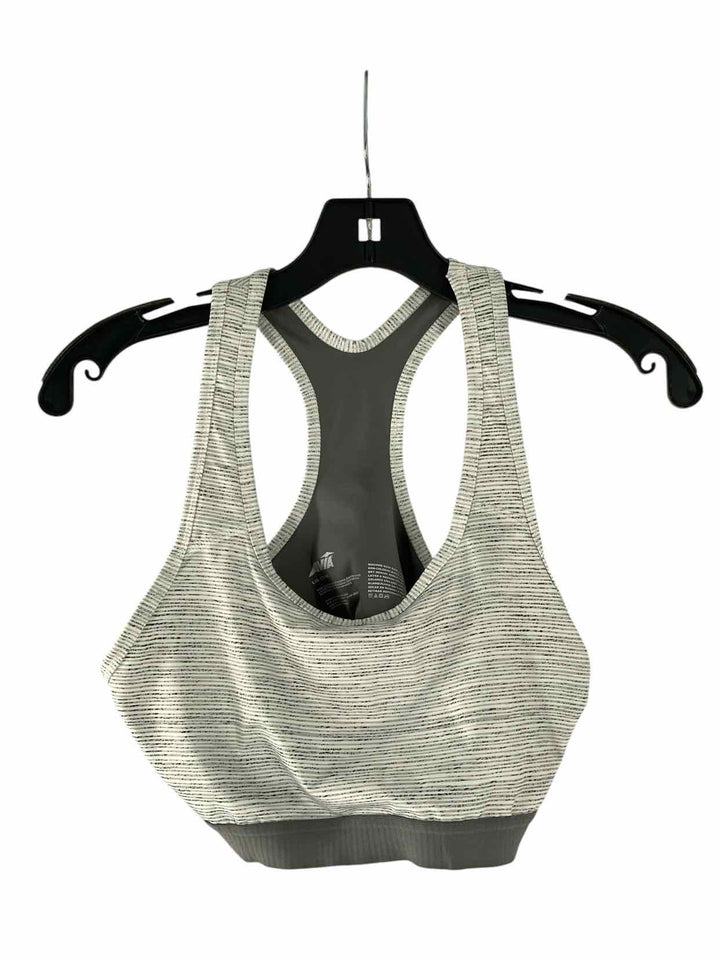 Avia Size L White Grey Stripe Athletic Bra