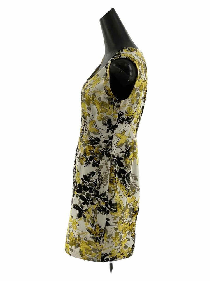 Ann Taylor Size 4 White Black & Yellow Floral Dress