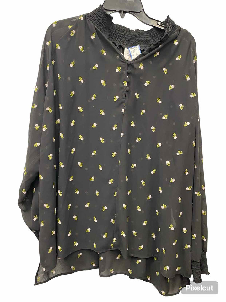 Cabi Size XL Black Floral Long Sleeve Shirts