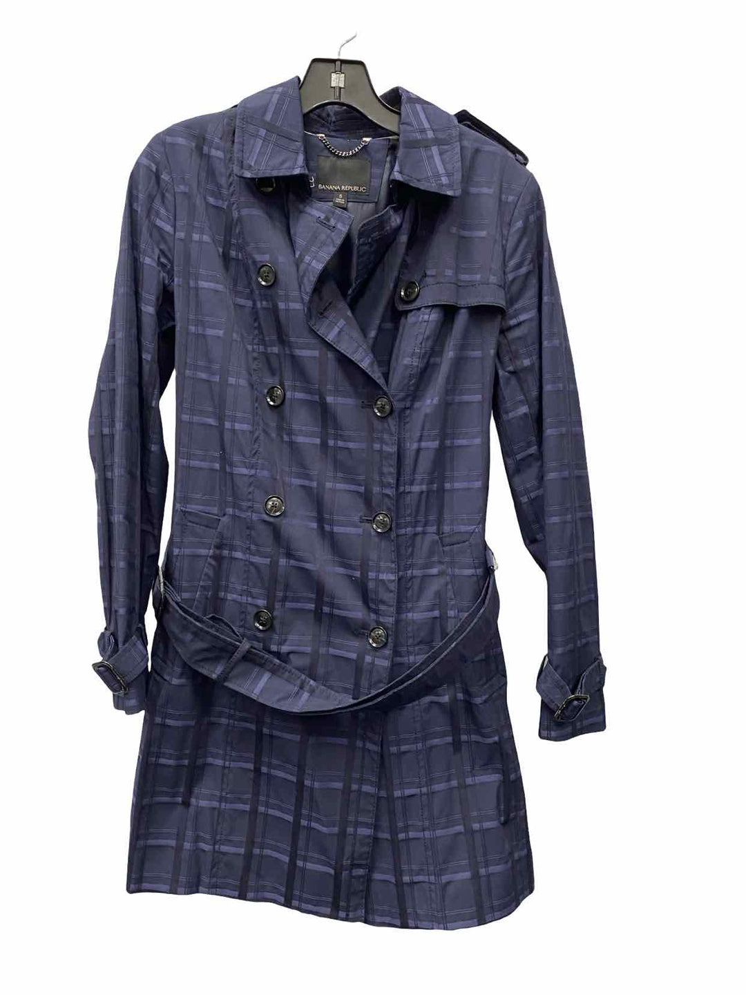 Banana Republic Size S Navy Plaid Coat(Long)