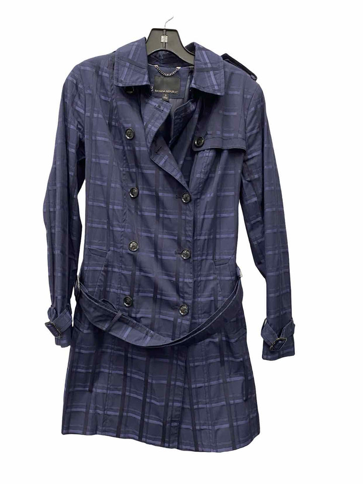 Banana Republic Size S Navy Plaid Coat(Long)