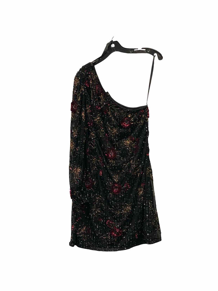 MAC DUGGAL Size 12 Black Multi Floral Embroidered Dress