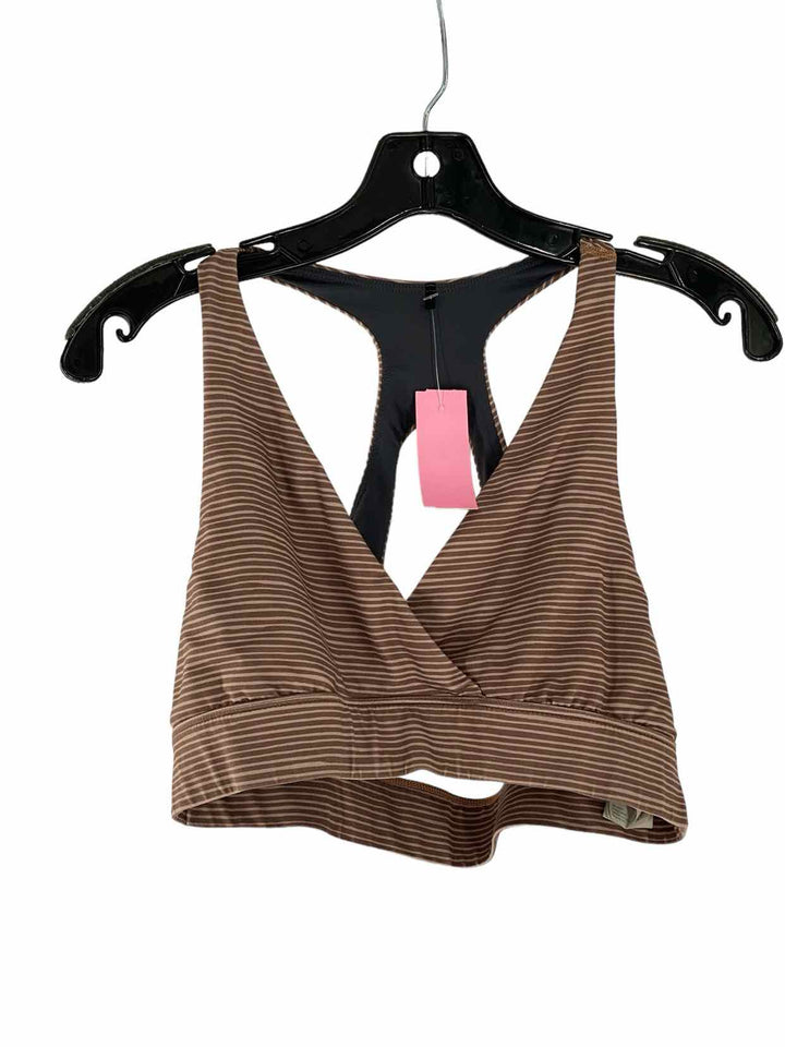 PrAna Size M Brown Stripe Athletic Bra