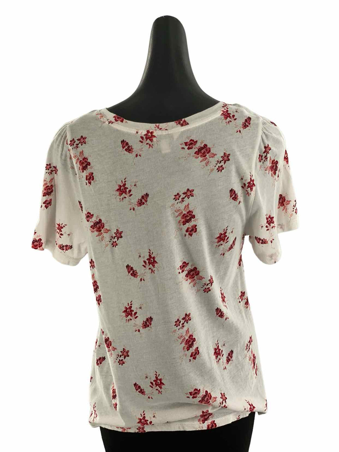 Lucky Brand Size M White Red Print Short Sleeve Shirts