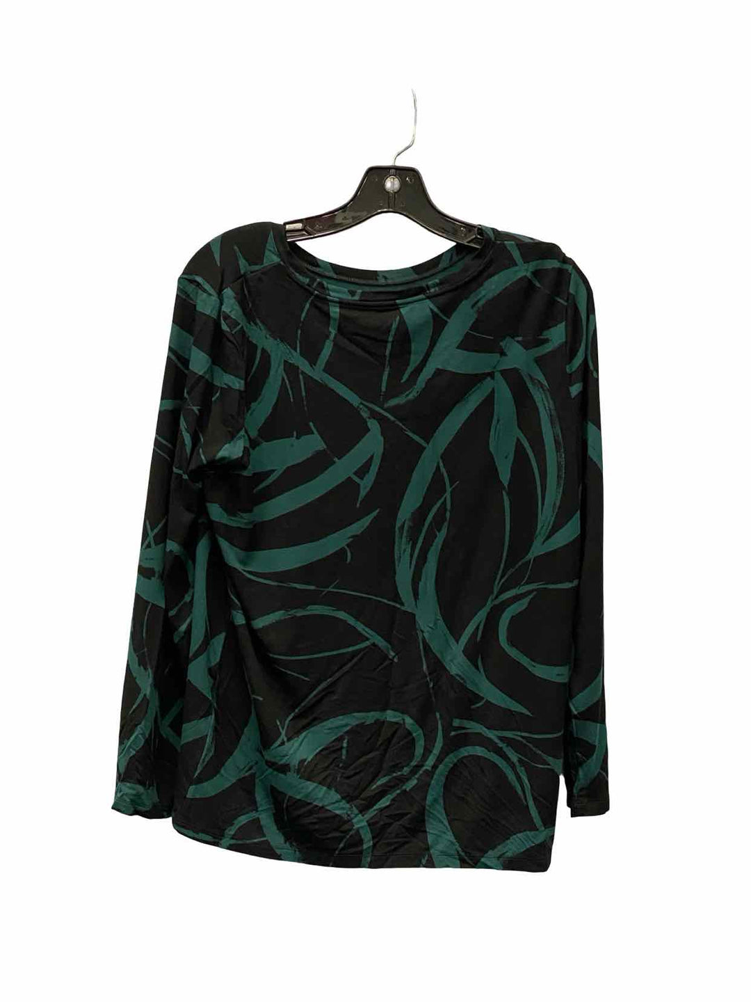 Chico's Size L Black Green Print Long Sleeve Shirts