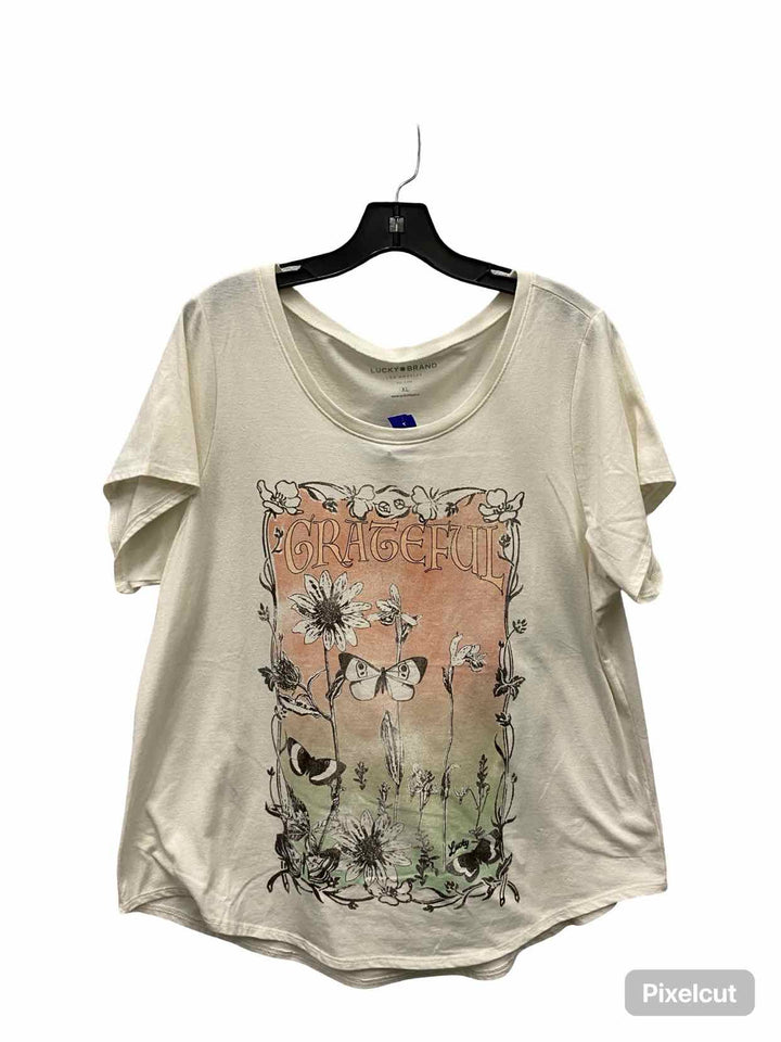 Lucky Brand Size XL Beige T-shirt
