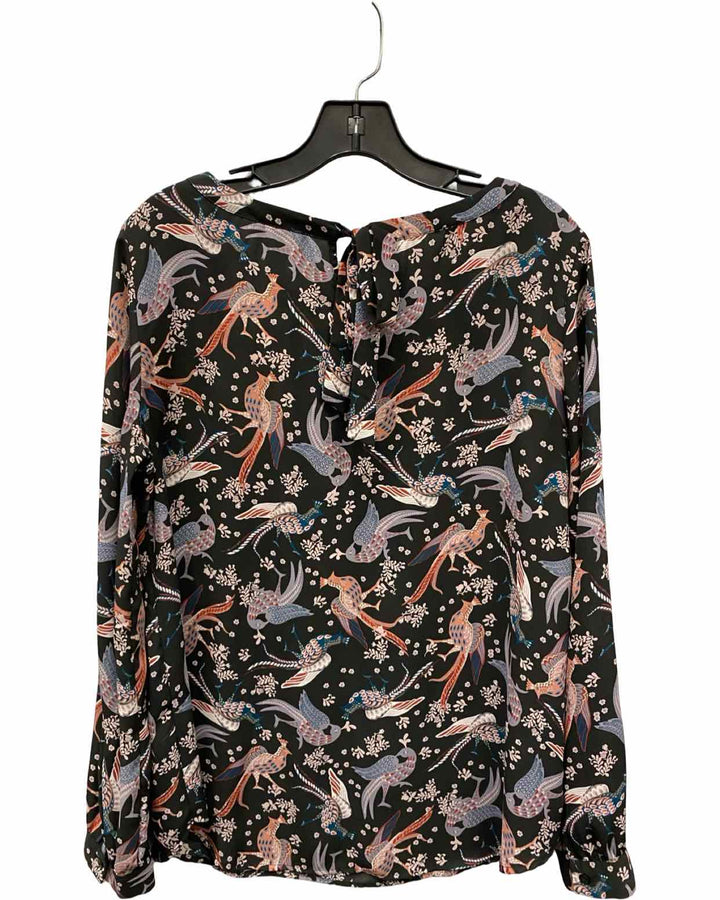 Loft Size M Black Multi Print Long Sleeve Shirts