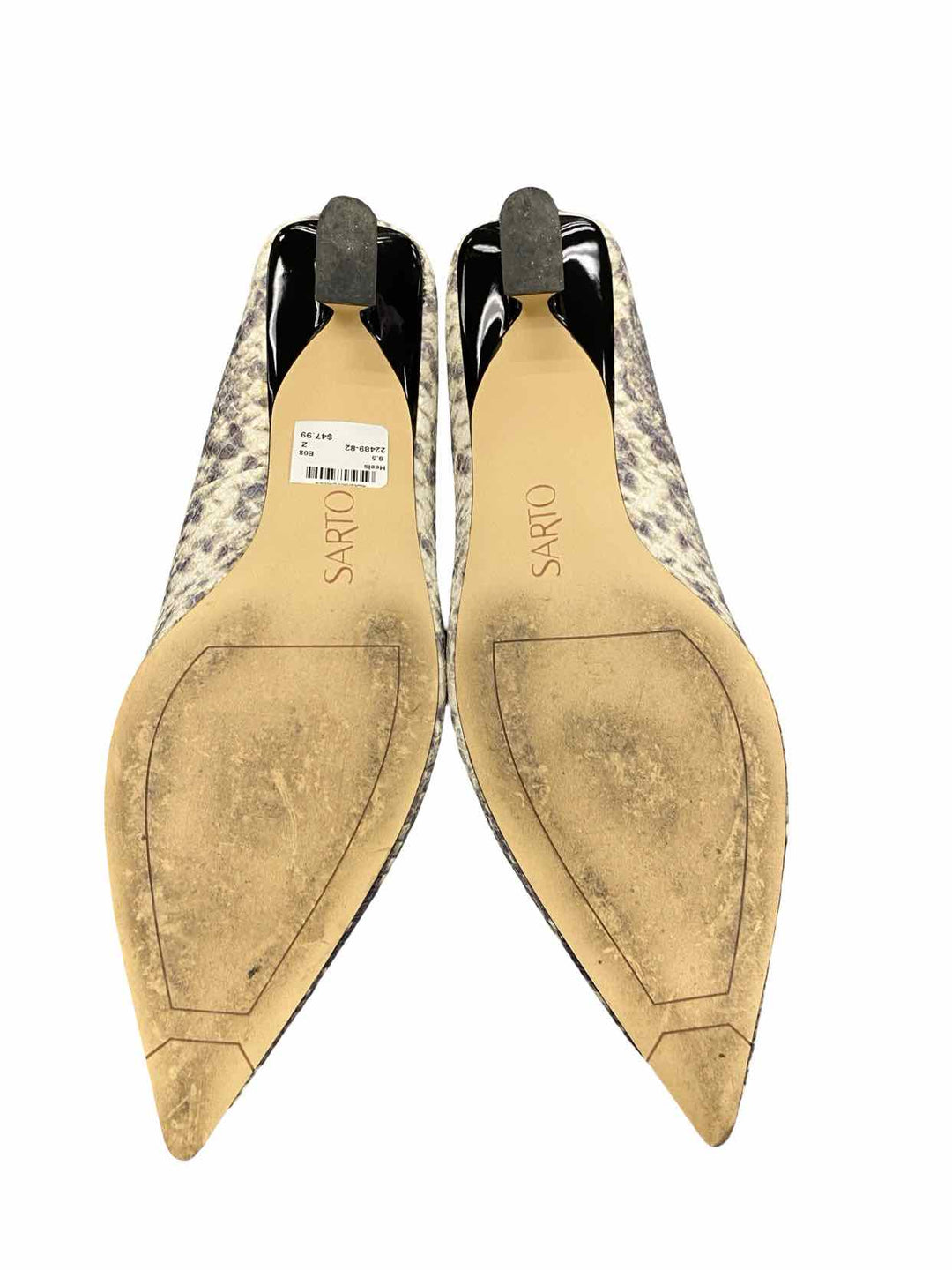 Sarto Shoe Size 9.5 Grey Leather Heels