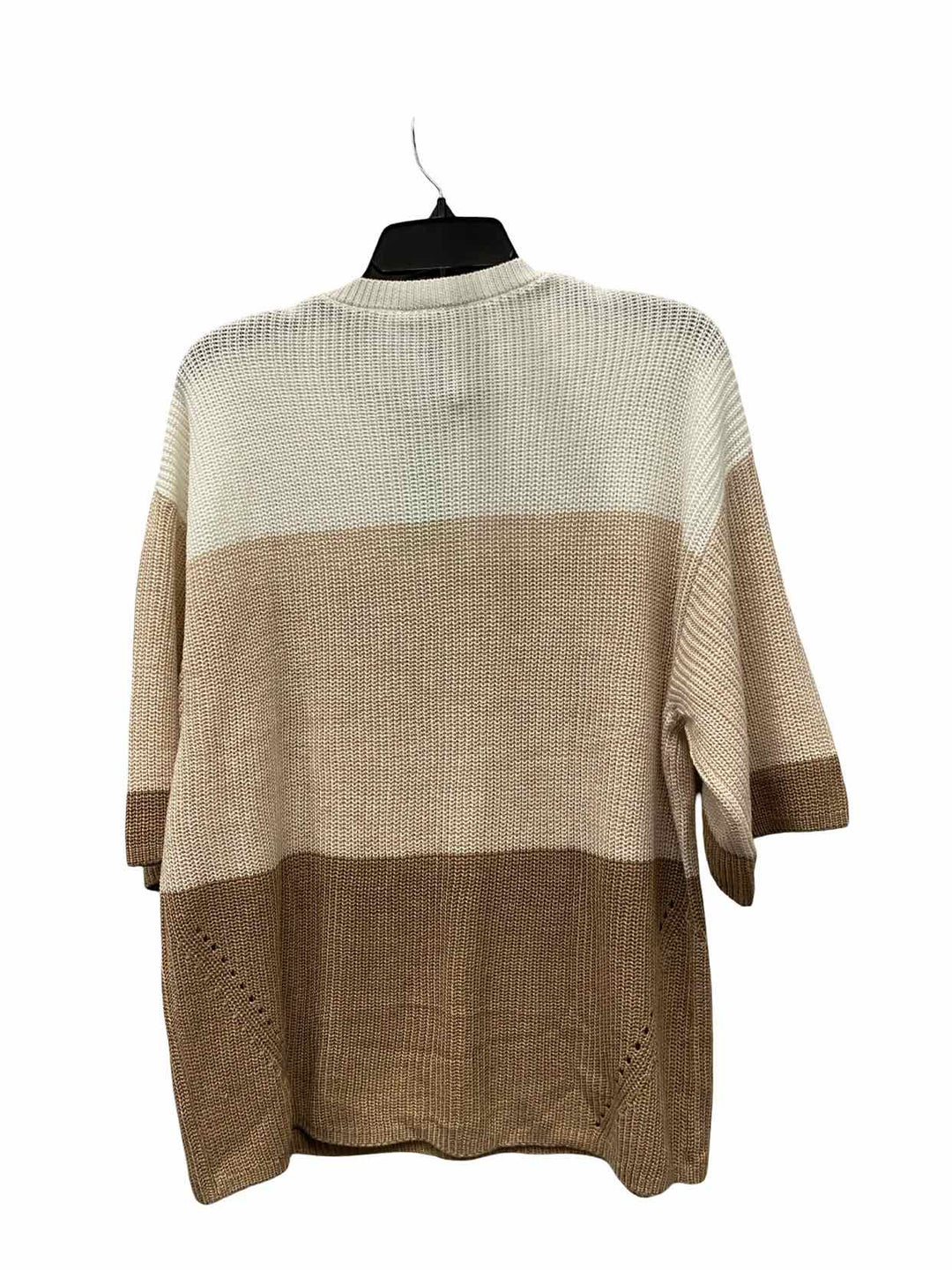 Matty M Size L White Brown Striped Sweater