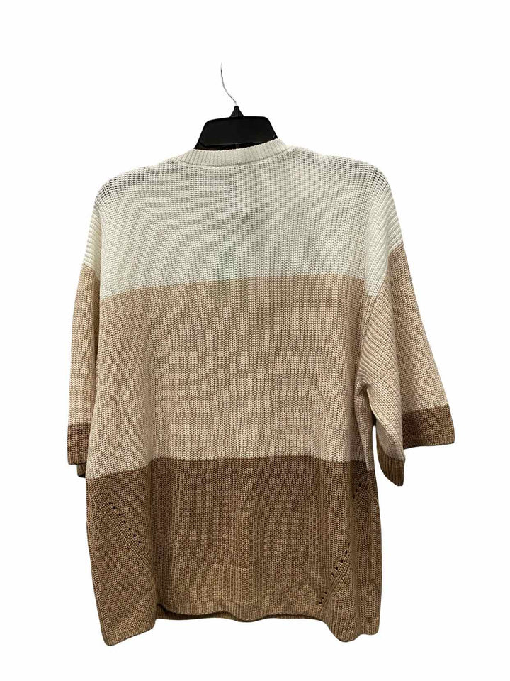 Matty M Size L White Brown Striped Sweater