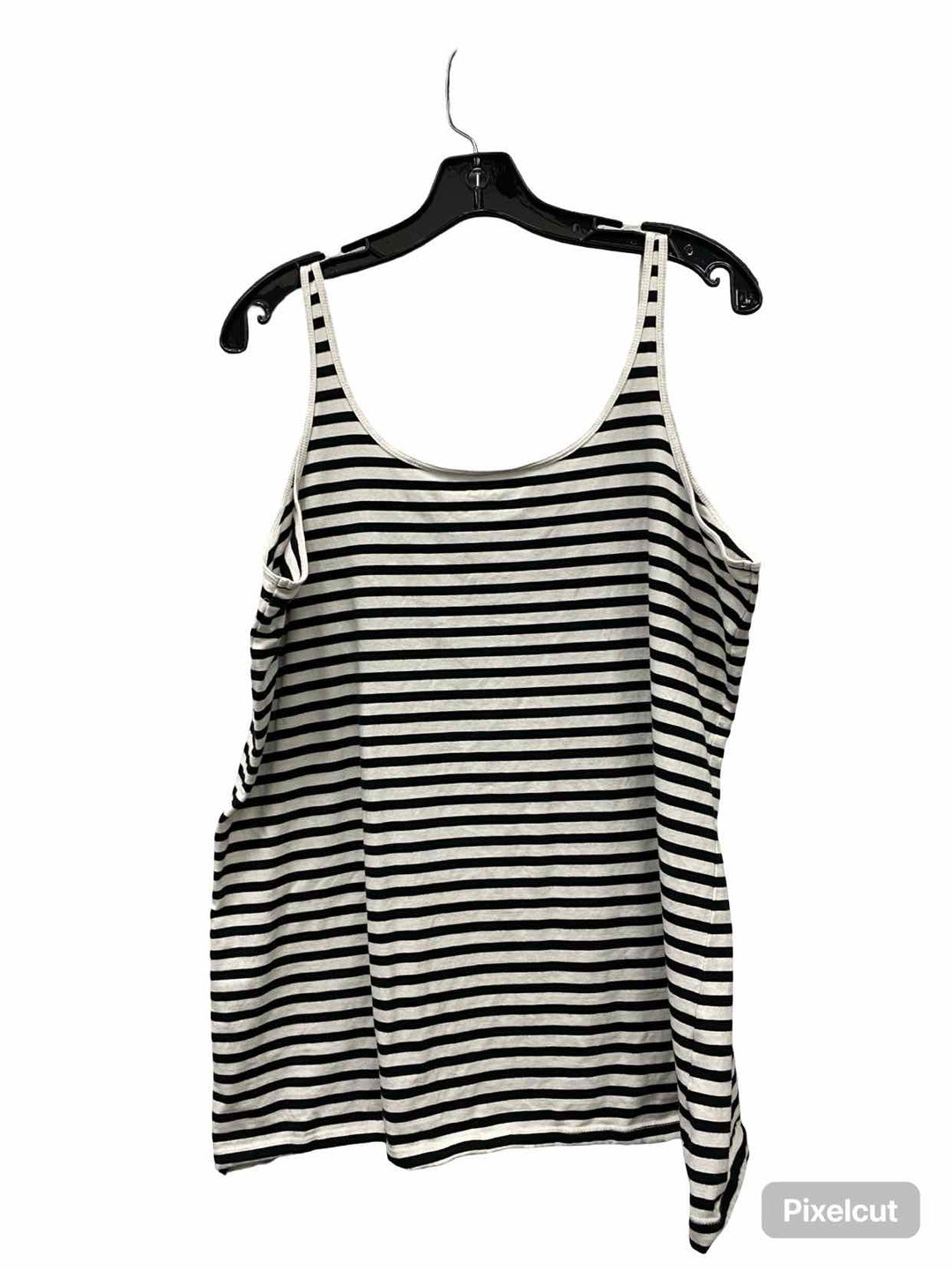 Sejour Size 2X White Black Striped Tank Top