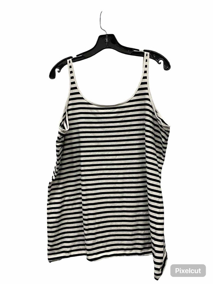 Sejour Size 2X White Black Striped Tank Top