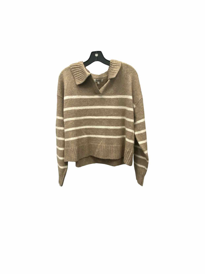 Major Label Group Size L Brown White Striped Sweater