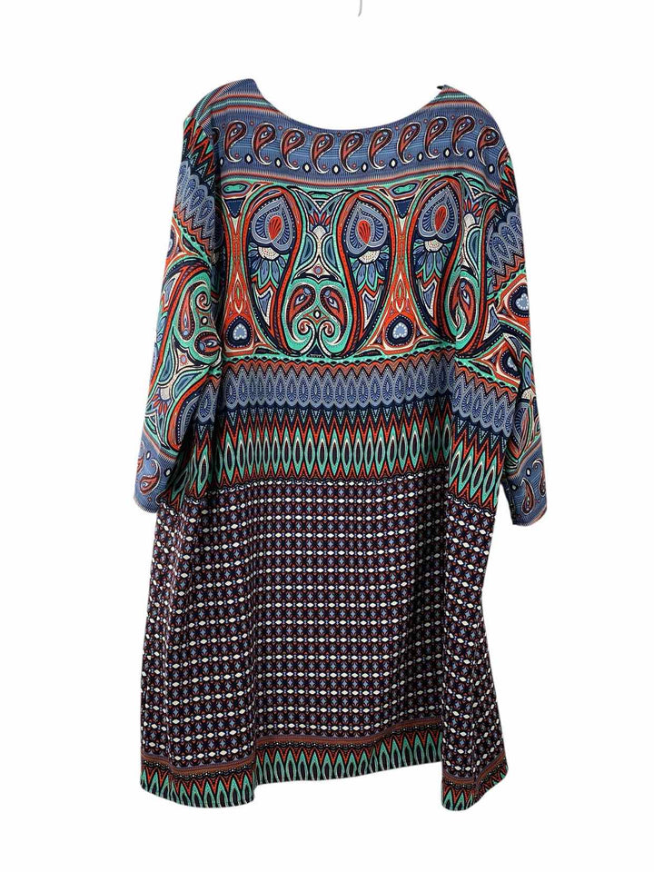 West Kei Size M Blue Multi Print Dress