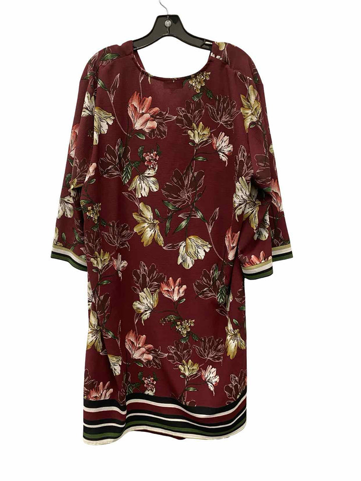 Bobeau Size 1X Maroon Floral Dress