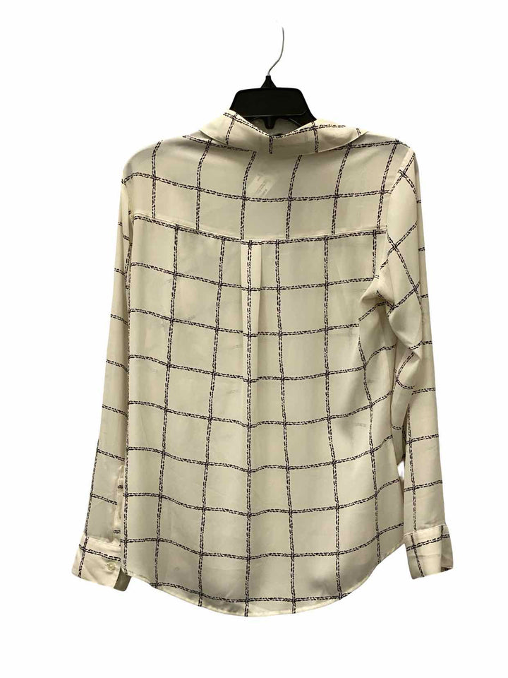 Express Size S Cream Black Checkered Long Sleeve Shirts