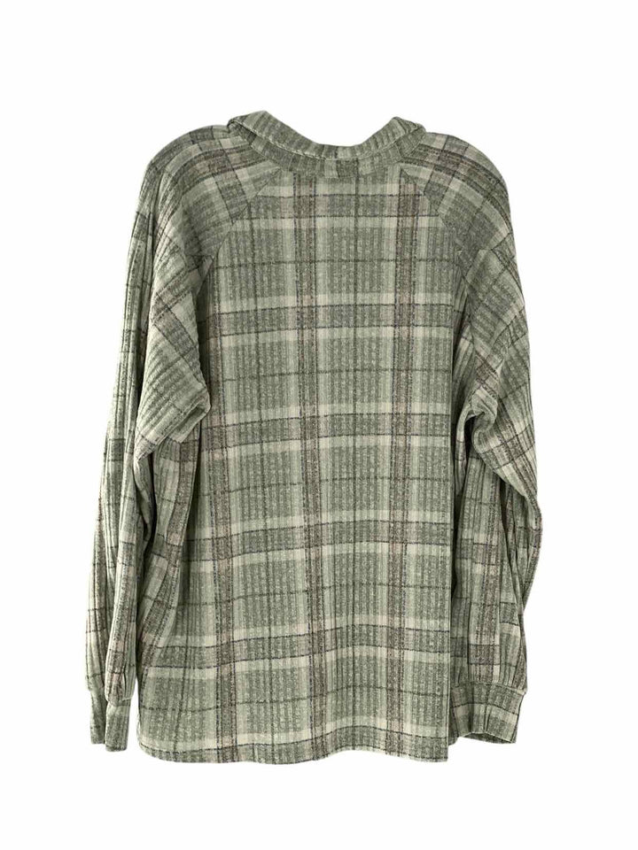 Modish Rebel Size L Green Plaid Button up Long Sleeve Shirts