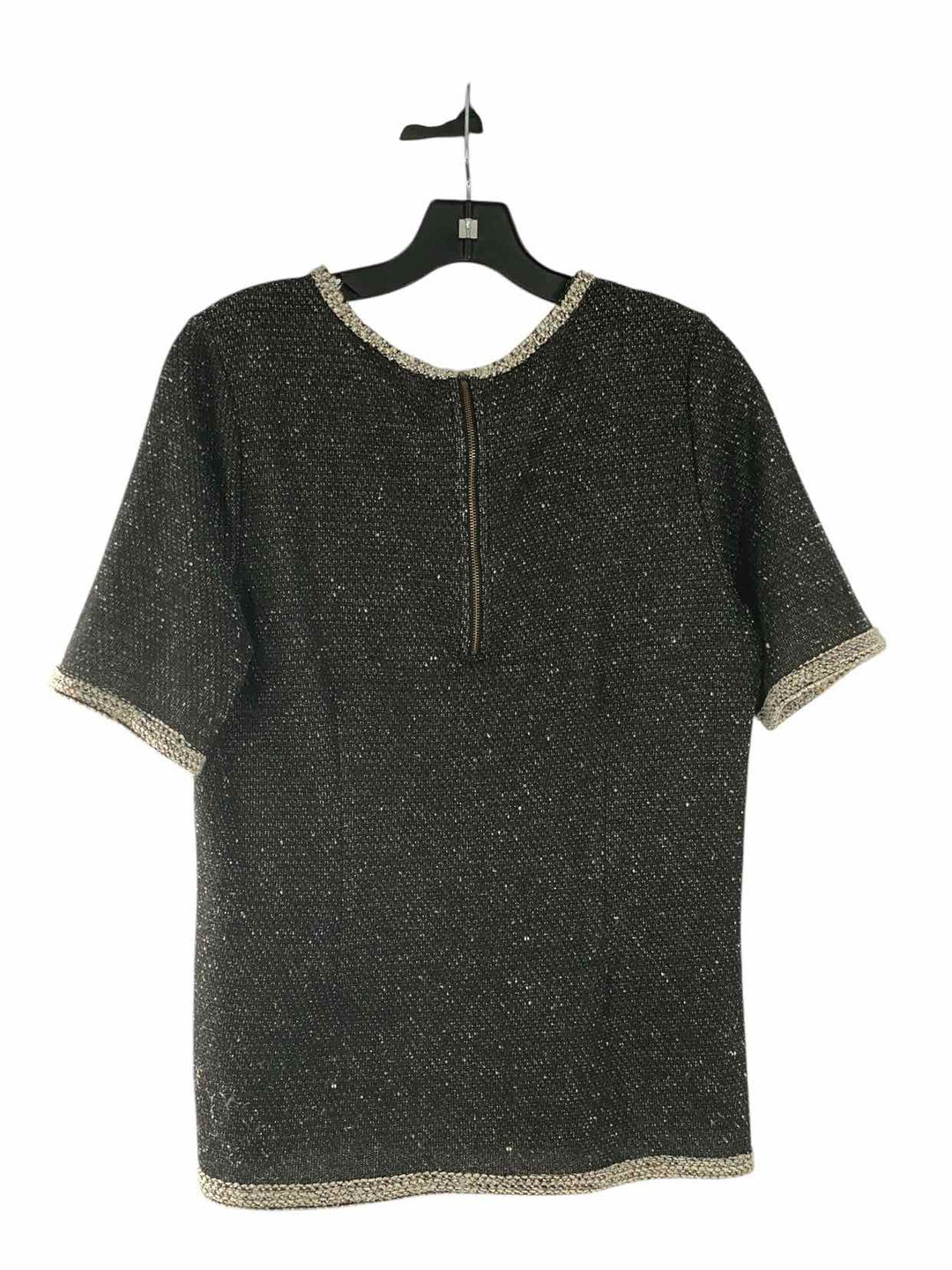 Cabi Size L Grey White Print Short Sleeve Shirts