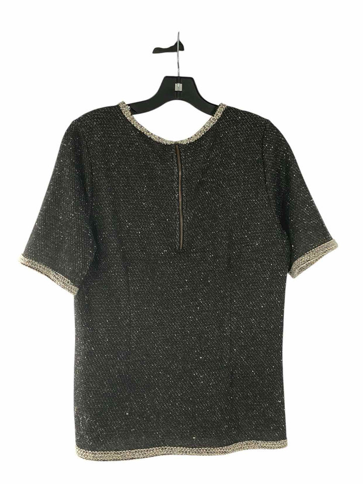 Cabi Size L Grey White Print Short Sleeve Shirts