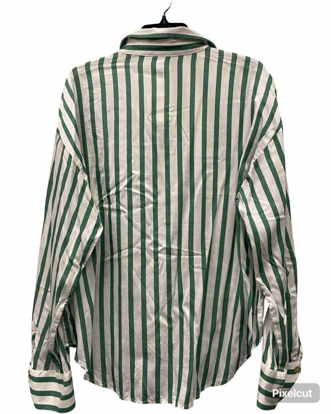 Cabi Size XL Green White Stripe Long Sleeve Shirts