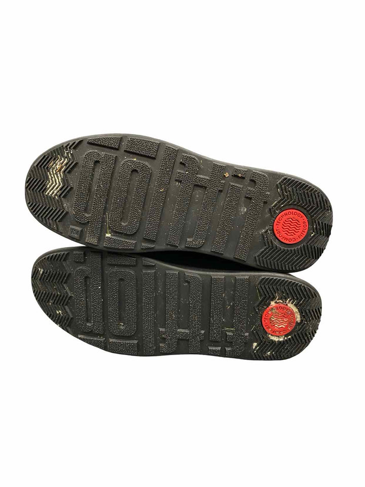 Fitflop Shoe Size 8 Black Leather Lace-Up Flatform Boots(Ankle)