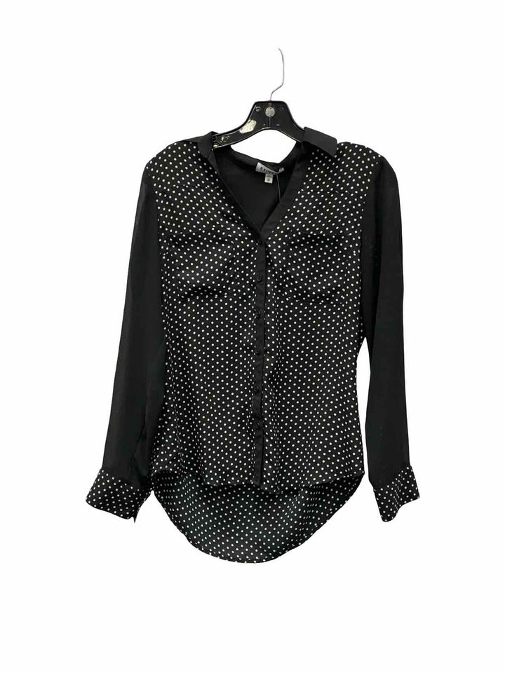 Express Size XS Black White Poka dot Long Sleeve Shirts