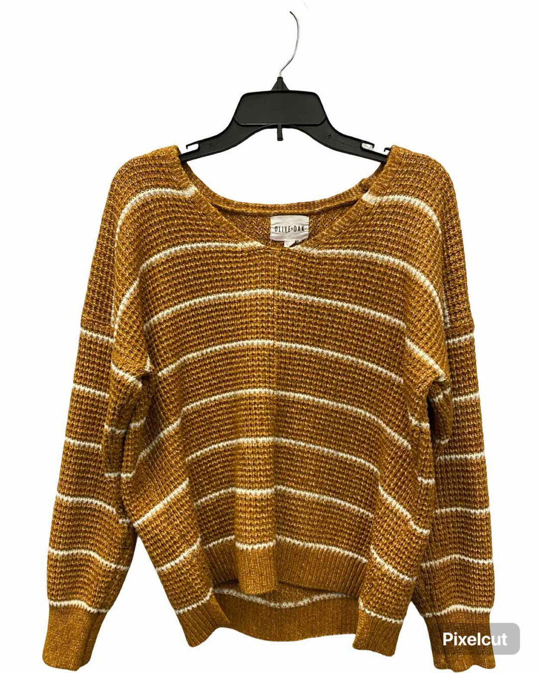 Olive & Oak Size L Orange White Striped Sweater