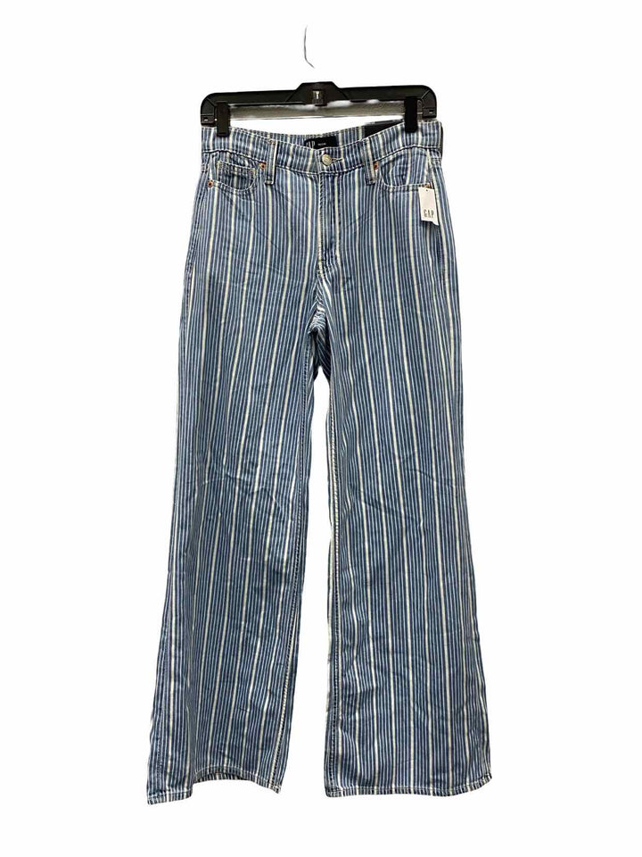 Gap Size 00 Blue White Striped Wide leg Jeans