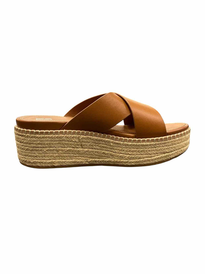Fitflop Shoe Size 8.5 Brown Leather F-Mode Espadrille Sandals