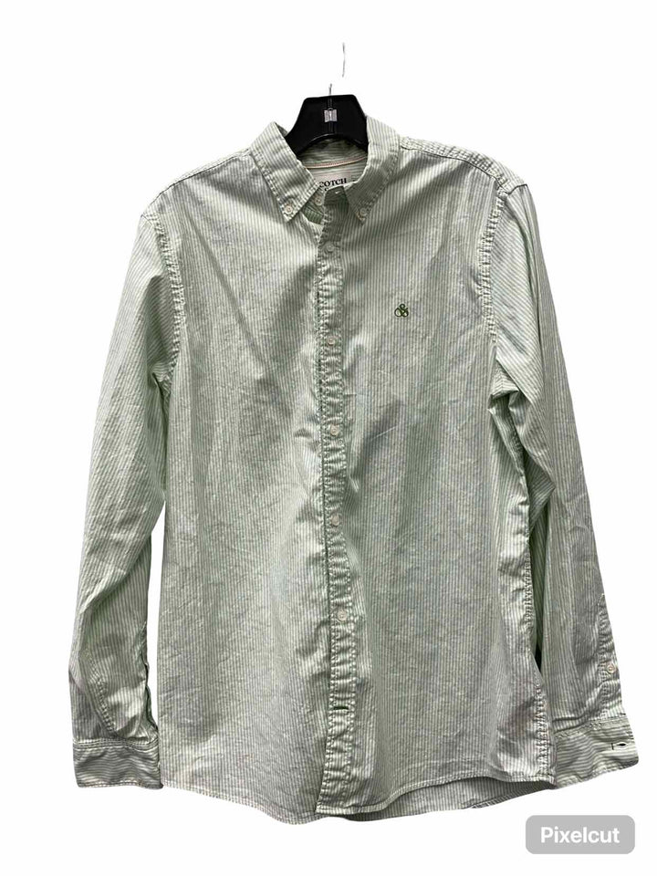SCOTCH & SODA Size M Green White Striped Long Sleeve Shirts