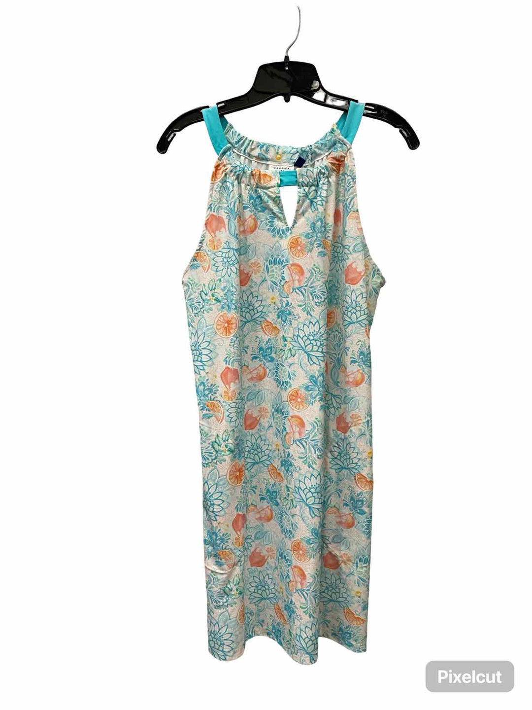 Cabana Life Size L Light Blue White Floral Dress