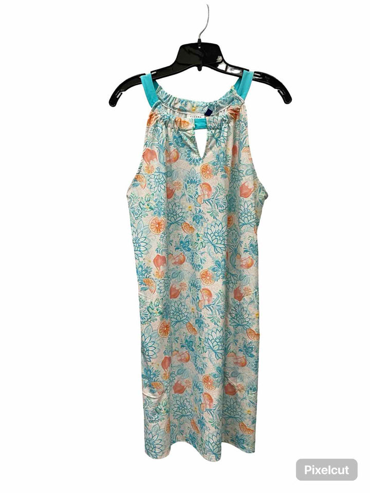Cabana Life Size L Light Blue White Floral Dress