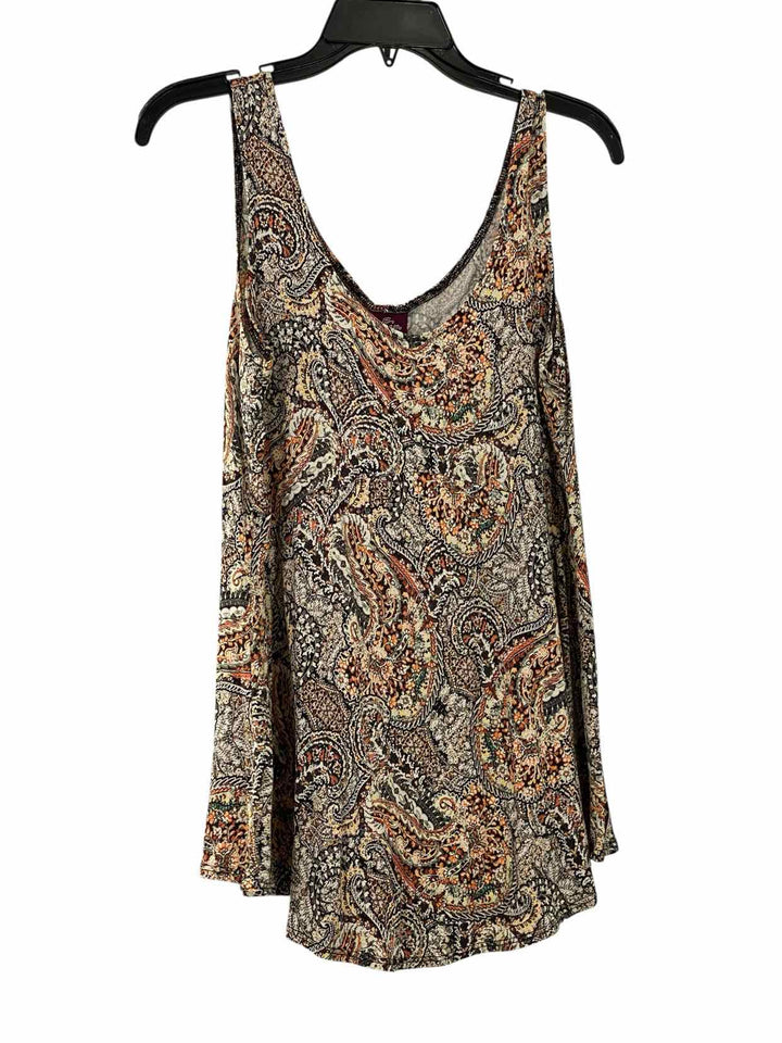 Salaam Size M Orange Gray Print Tank Top