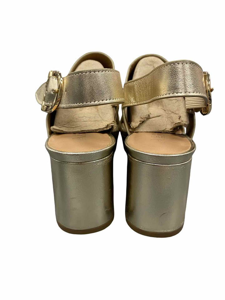 Aerosoles Shoe Size 9 Gold Leather Wedge Camera Heels