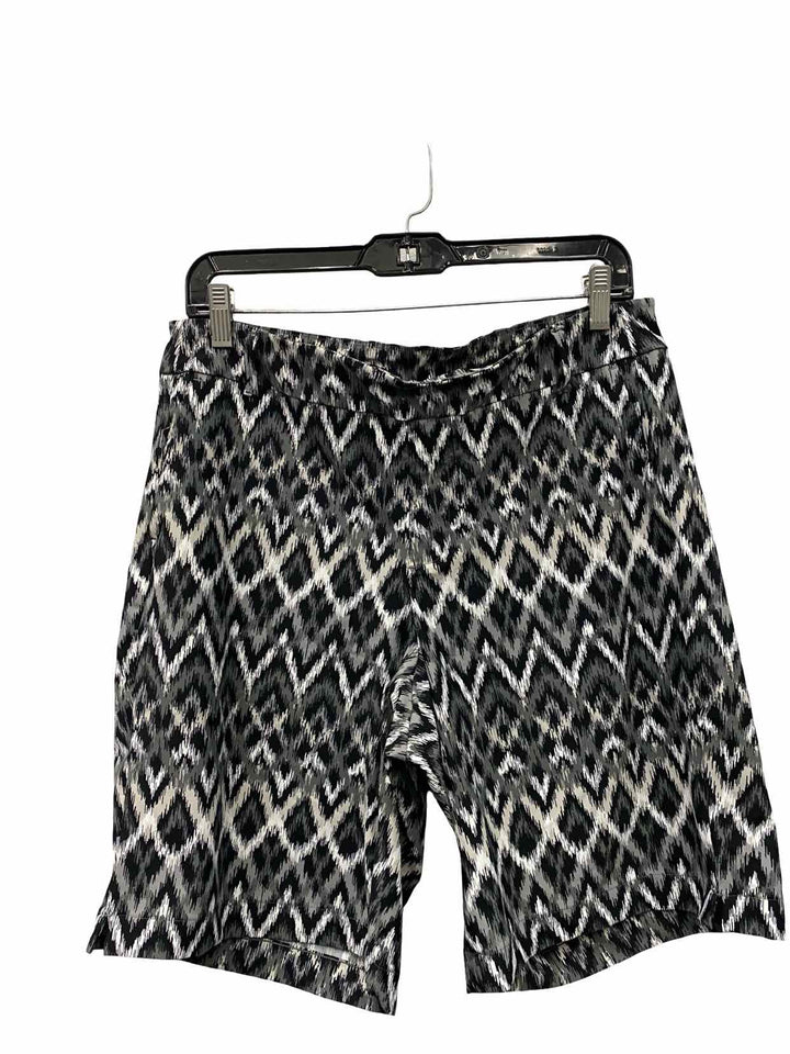 Spanx Size L Gray Black Print Shorts