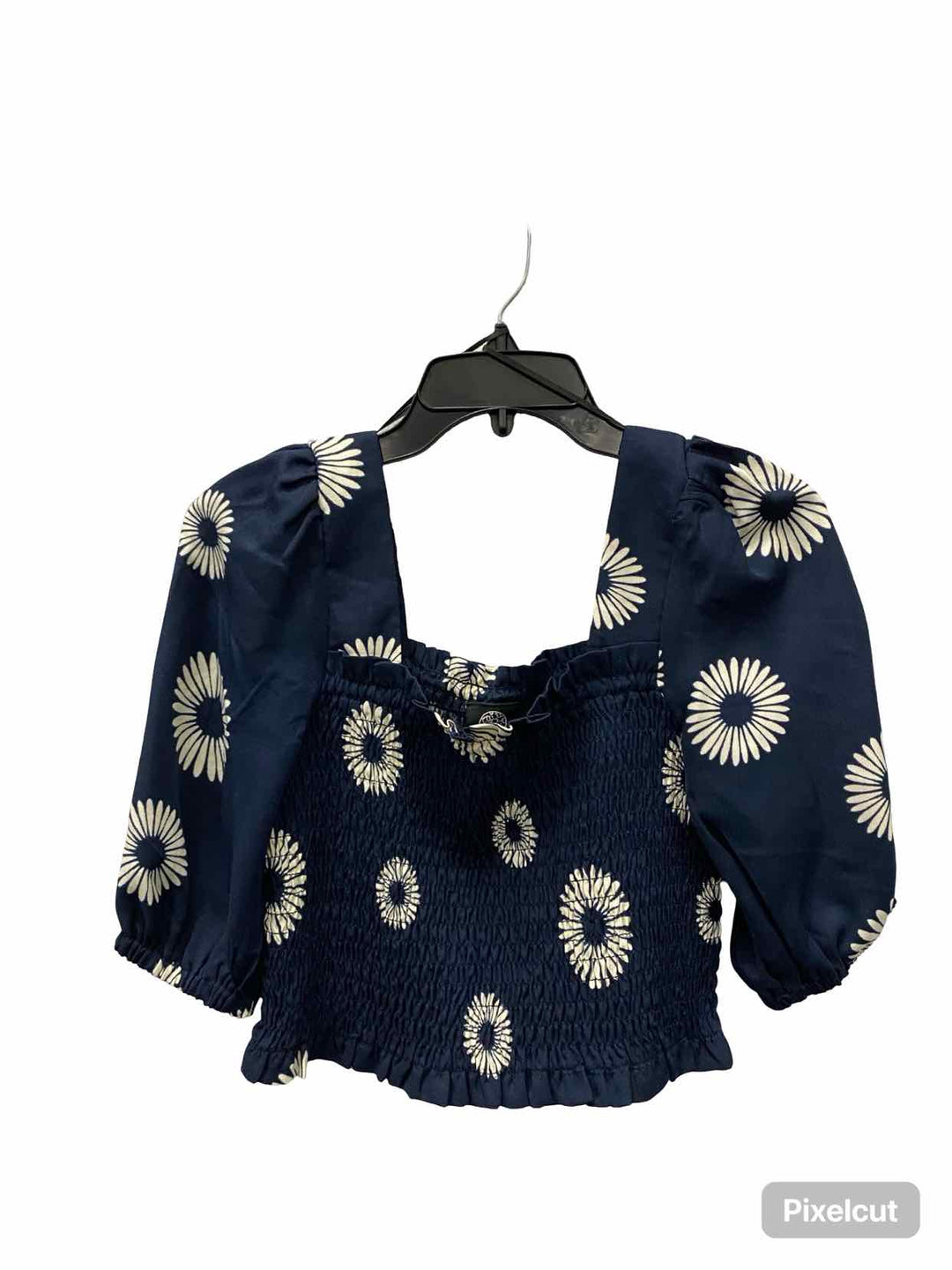 Bobeau Size S Blue White Floral Short Sleeve Shirts