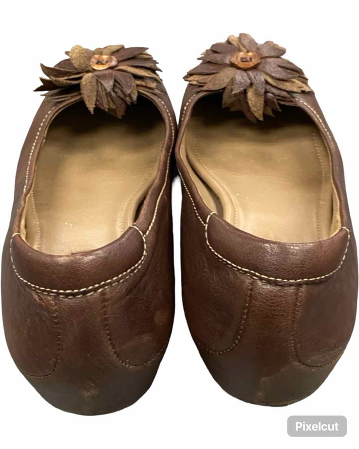 Ecco Shoe Size 40 Brown Leather Mary Comfort Cushioned Flats