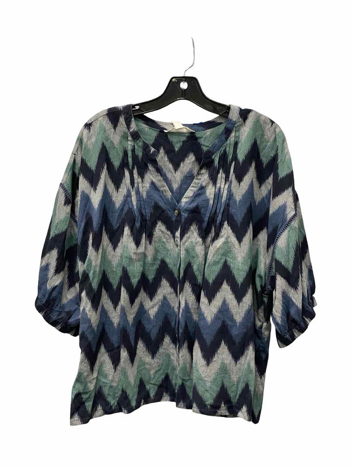 Garnet Hill Size L Blue Gray Long Sleeve Shirts