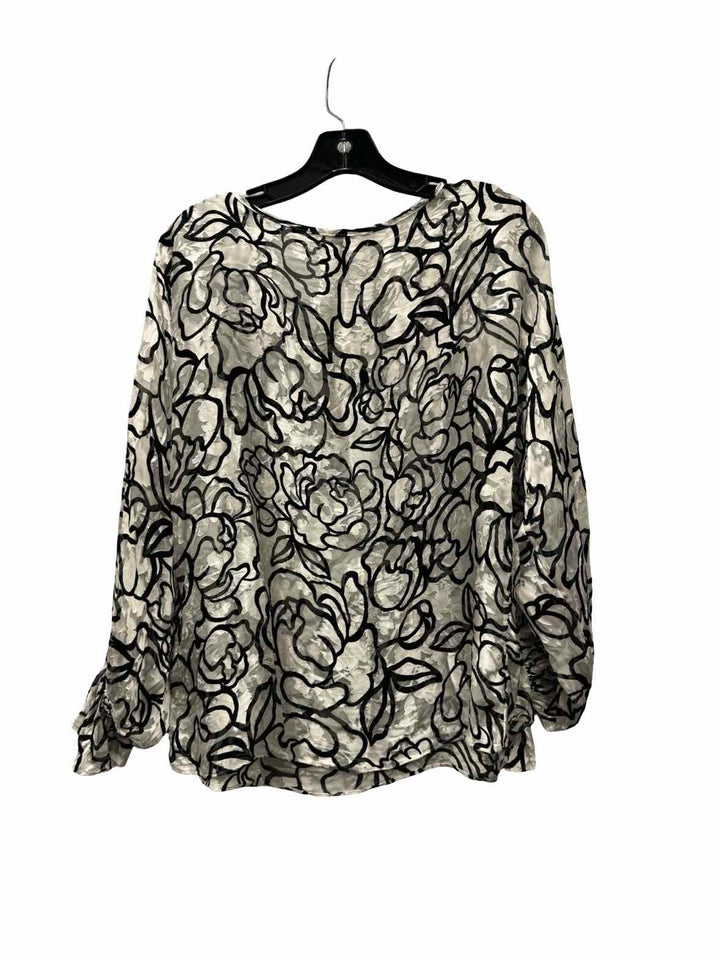 White House Black Market Size M White Black Print Long Sleeve Shirts