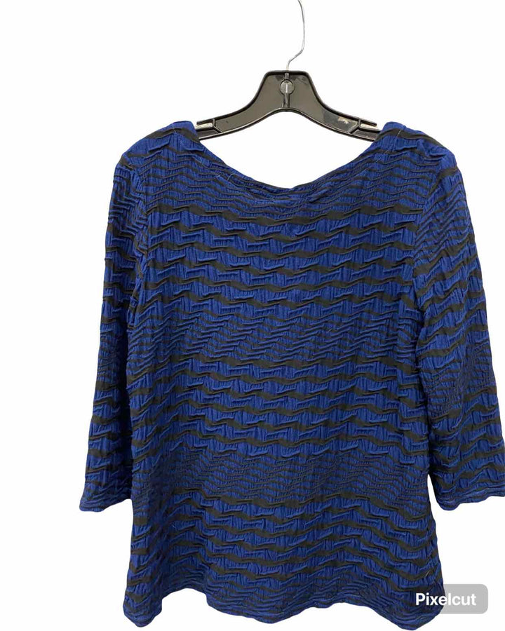 Tignanello Size L Blue Black Long Sleeve Shirts