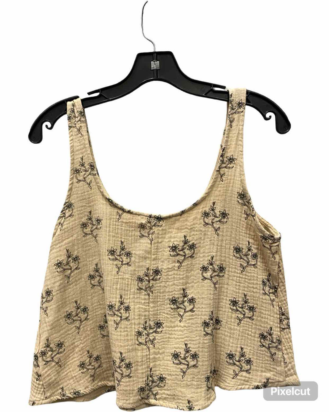 Millibon Size S Beige Black Floral Tank Top