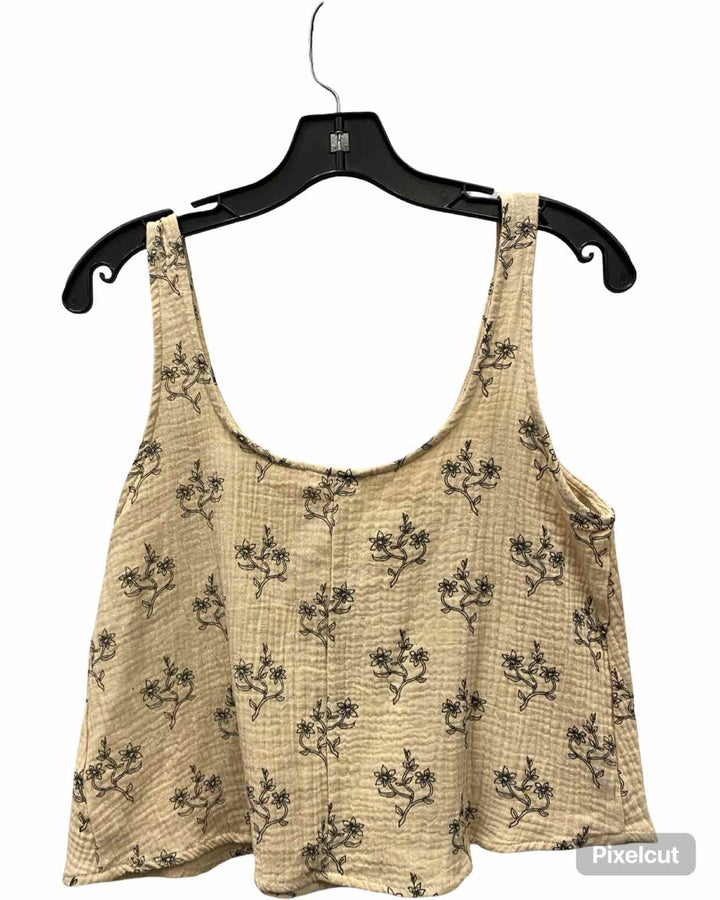 Millibon Size S Beige Black Floral Tank Top
