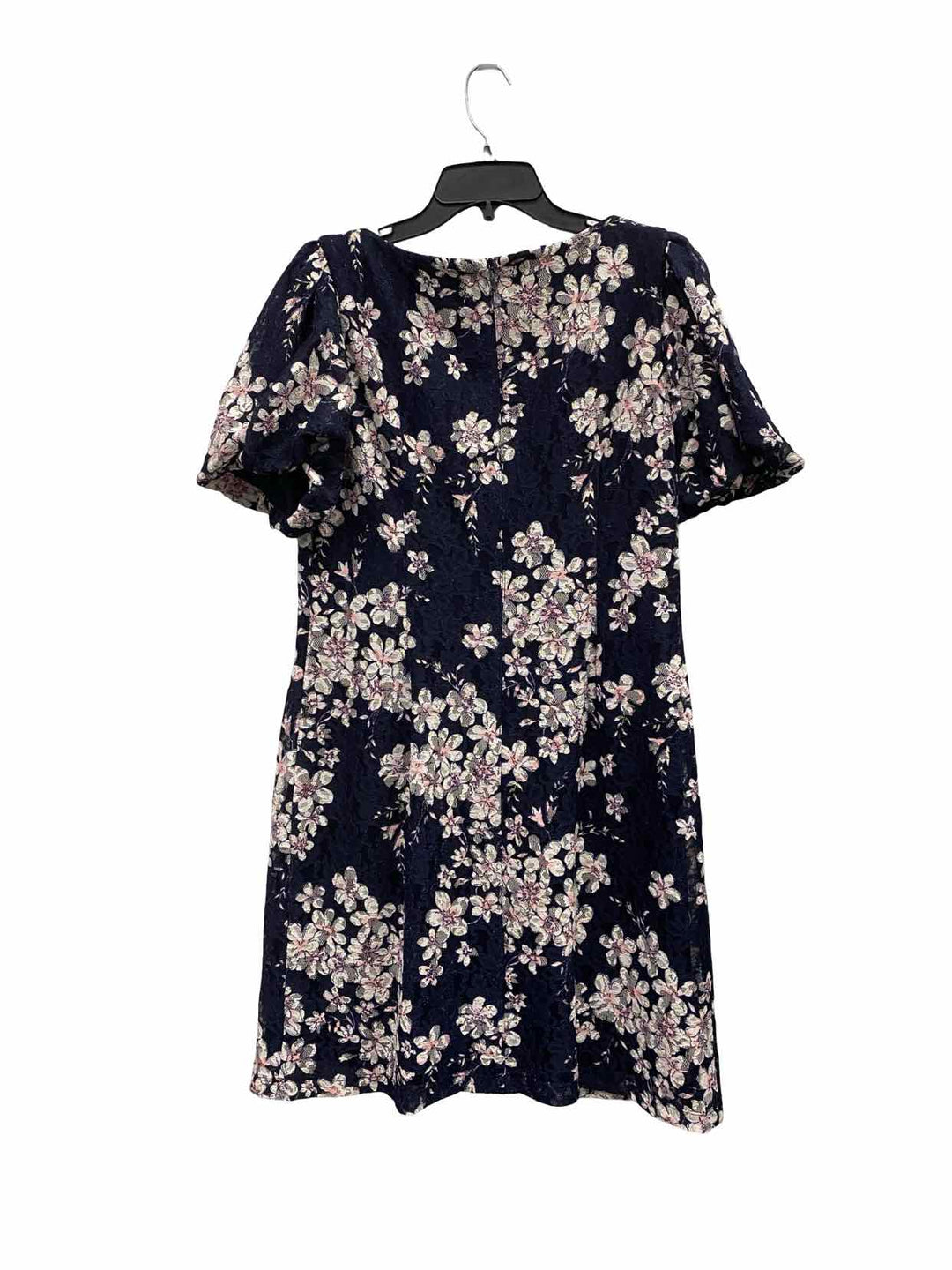 Jessica Howard Size 10 White/Pink Navy Blue Floral Lace Dress